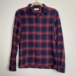 John Elliott Flannel Shirt Mens Size 1/S Plaid Red Navy